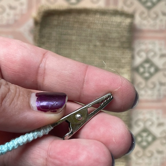 Handmade botanical resin art clip with macrame covered post - round gold bud 1B - Picture 3 of 9